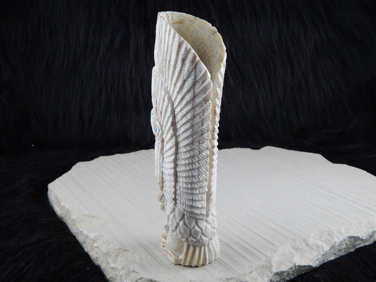 Chief & Eagle Zuni Fetish Carving - Jerrold Lahaleon - High Lonesome Trading