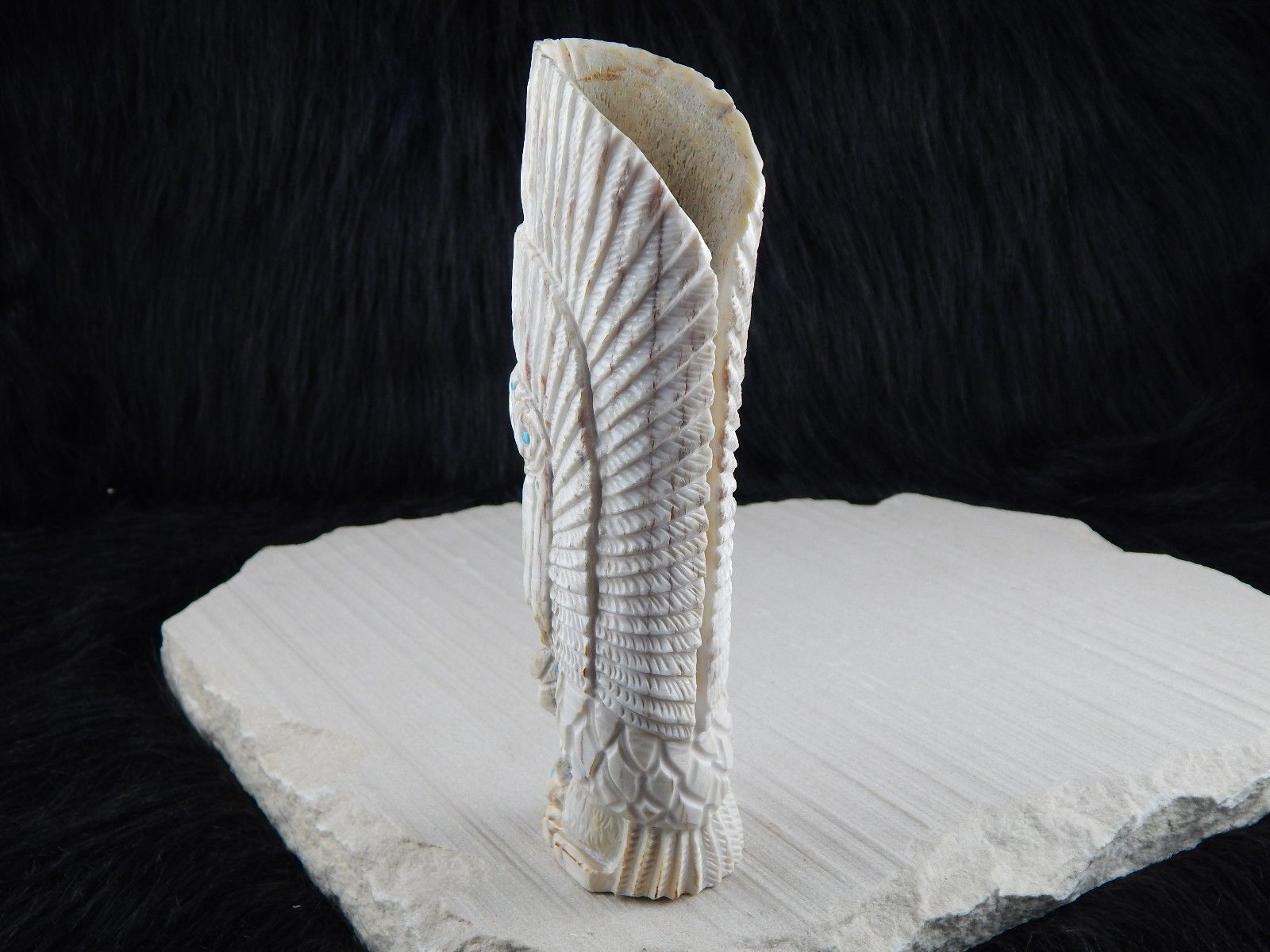 Chief & Eagle Zuni Fetish Carving - Jerrold Lahaleon - High Lonesome Trading