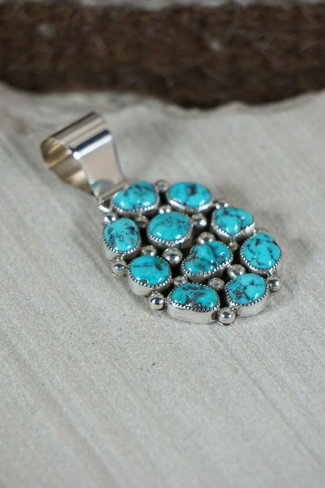 Navajo Turquoise and Sterling Silver Pendant - Kenneth Jone - High Lonesome Trading