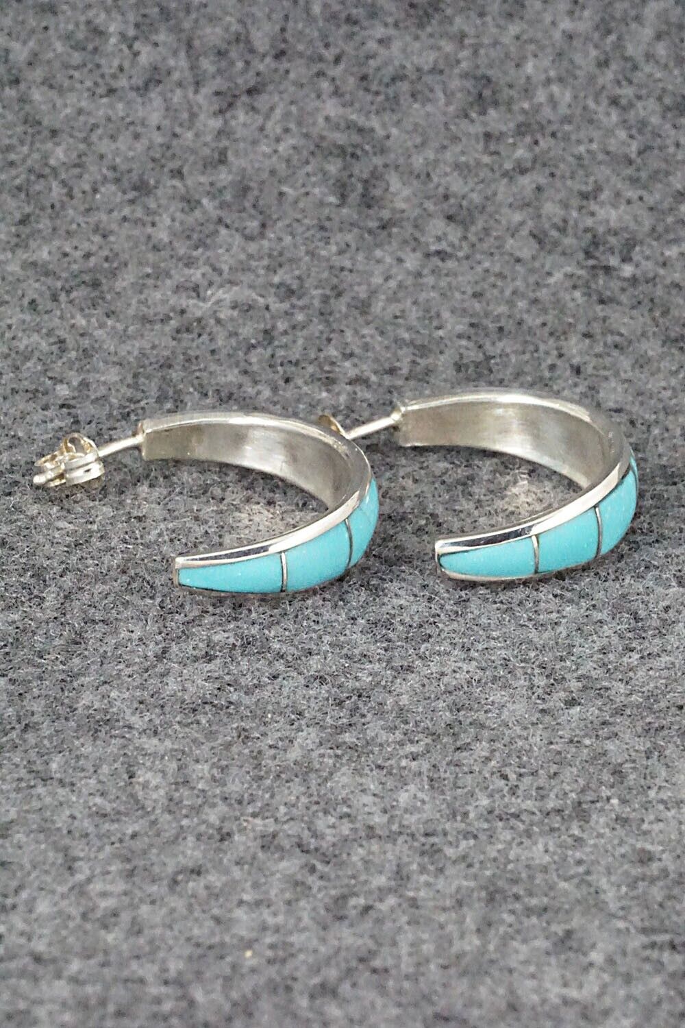Turquoise & Sterling Silver Earrings - Philbert Chavez