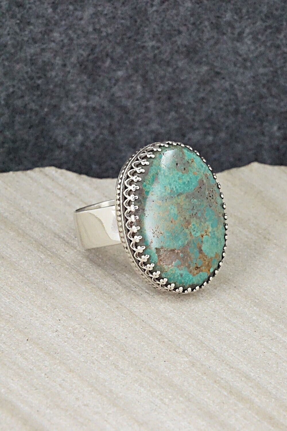 Turquoise & Sterling Silver Ring - Matilda Chattin - Size 7.5