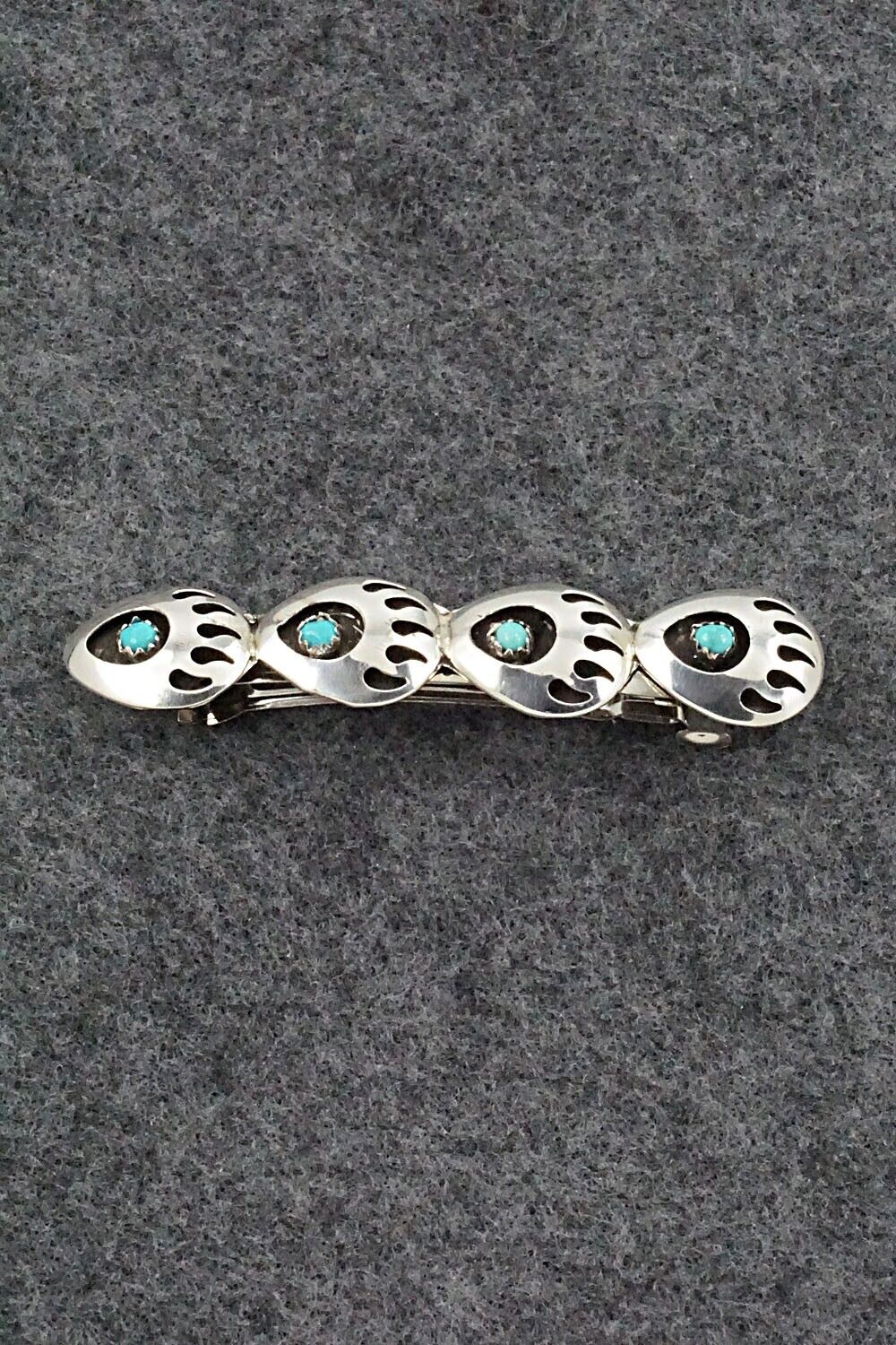 Turquoise & Sterling Silver Hair Barrette - Virginia Long