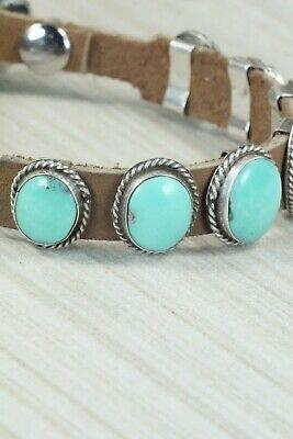 7 Stone Turquoise, Sterling Silver and Leather Bracelet - Danny Martinez - High Lonesome Trading