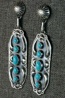 Navajo Turquoise and Sterling Silver Earrings - Jeff James Jr - High Lonesome Trading