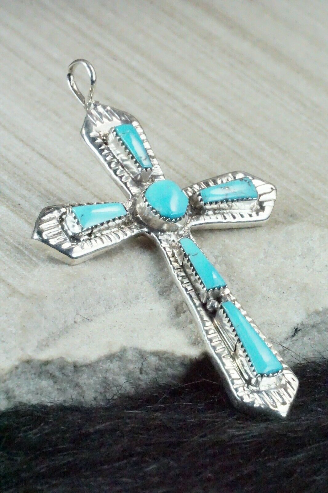 Turquoise & Sterling Silver Pendant - Lupe Leekity - High Lonesome Trading