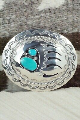 Turquoise & Sterling Silver Belt Buckle - Wilbert Muskett Sr. - High Lonesome Trading