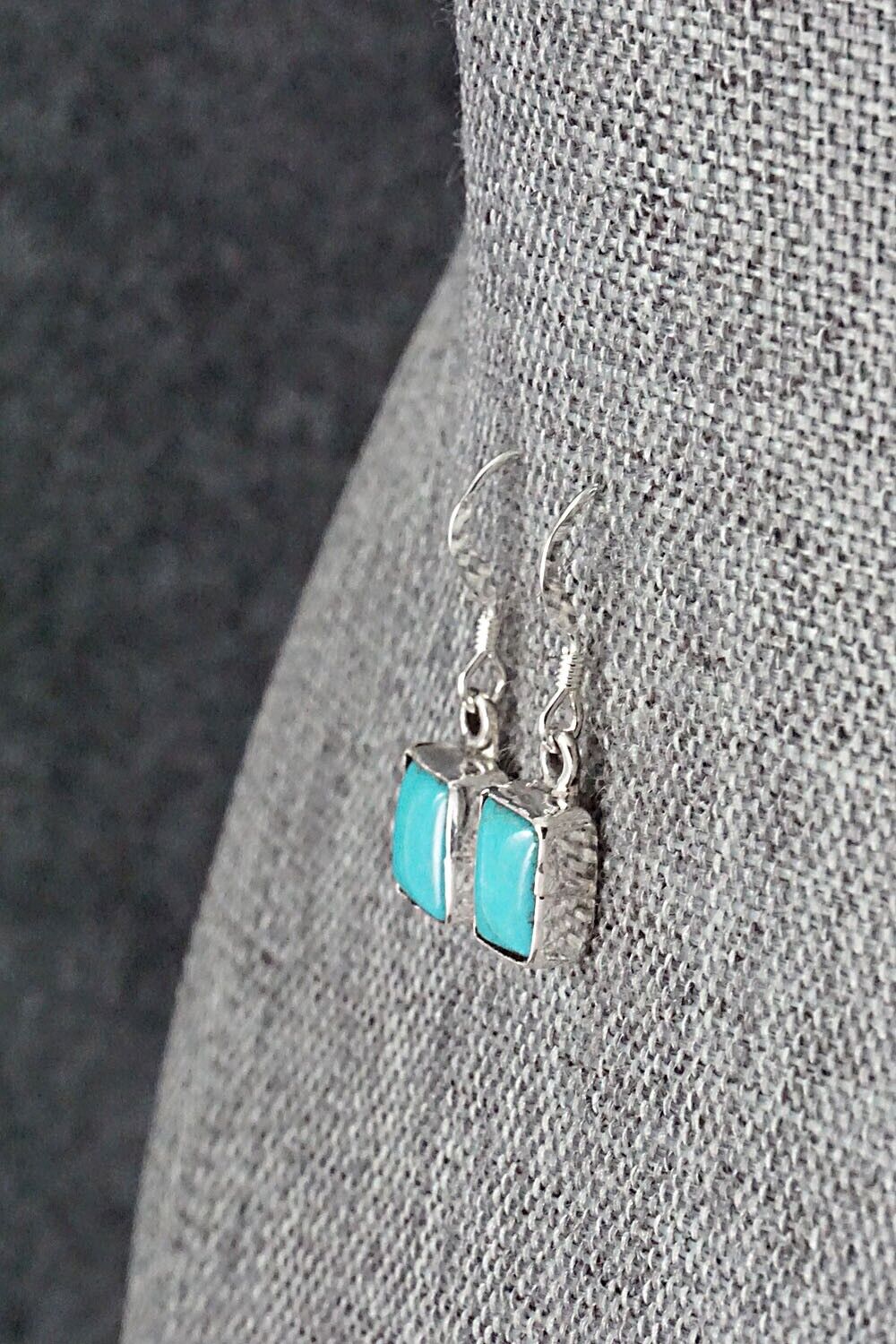 Turquoise & Sterling Silver Earrings - Lee Shorty