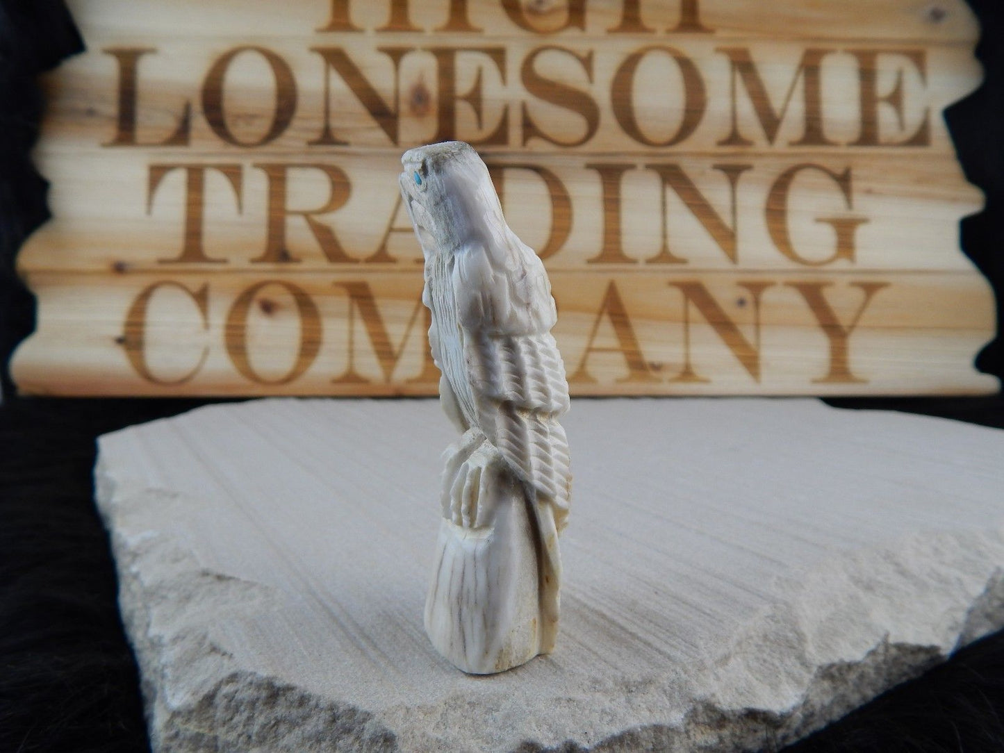 Eagle Zuni Fetish Carving - Jerrold Lahaleon - High Lonesome Trading