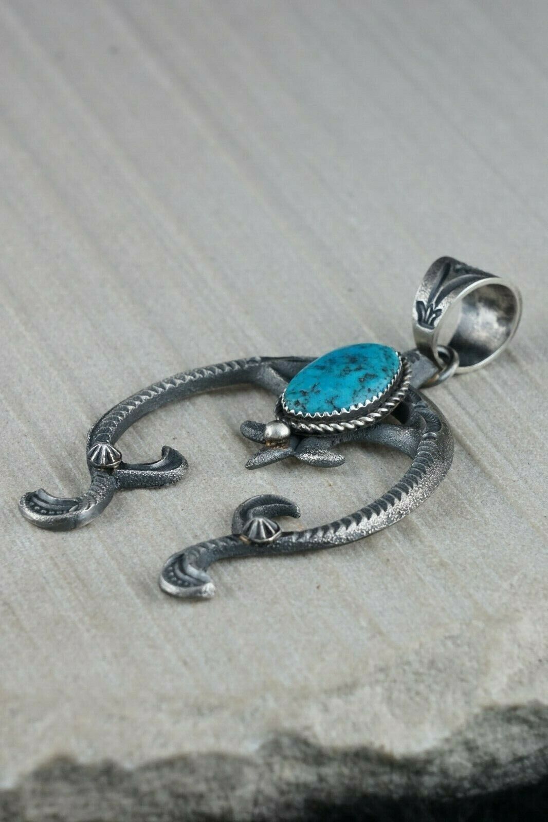 Navajo Turquoise and Sterling Silver Pendant - Eva & Linberg - High Lonesome Trading