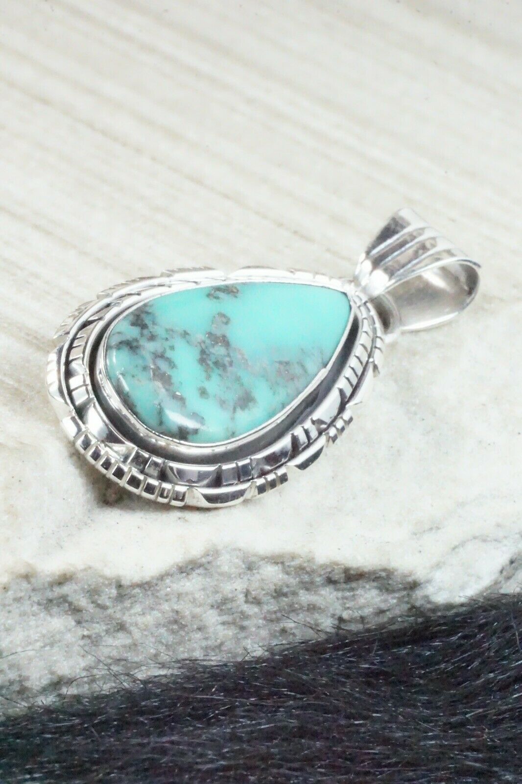 Turquoise & Sterling Silver Pendant - Samuel Yellowhair