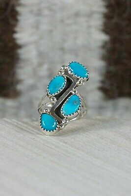Navajo 4 Stone Turquoise and Sterling Silver Ring - Roberta Begay - 7 - High Lonesome Trading