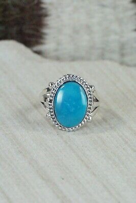 Navajo Turquoise & Sterling Silver Ring - Genevieve Frank - Size 7.5