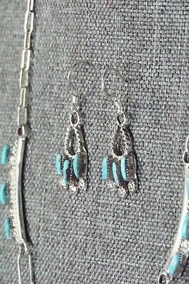 Turquoise and Sterling Silver Necklace and Earrings Set - Veronica Yawakia