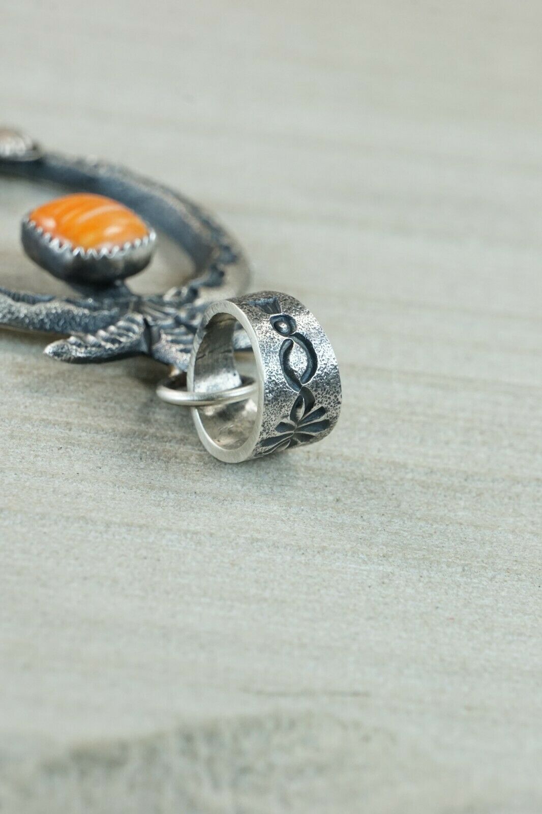 Navajo Spiny Oyster and Sterling Silver Pendant - Kevin Billah