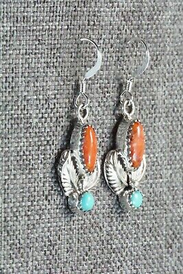 Spiny Oyster, Turquoise & Sterling Silver Earrings - Adelarae Yazzie