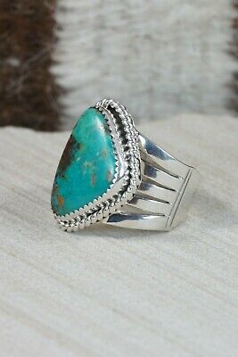 Navajo Turquoise & Sterling Silver Ring - Jeanette Saunders - Size 11.75
