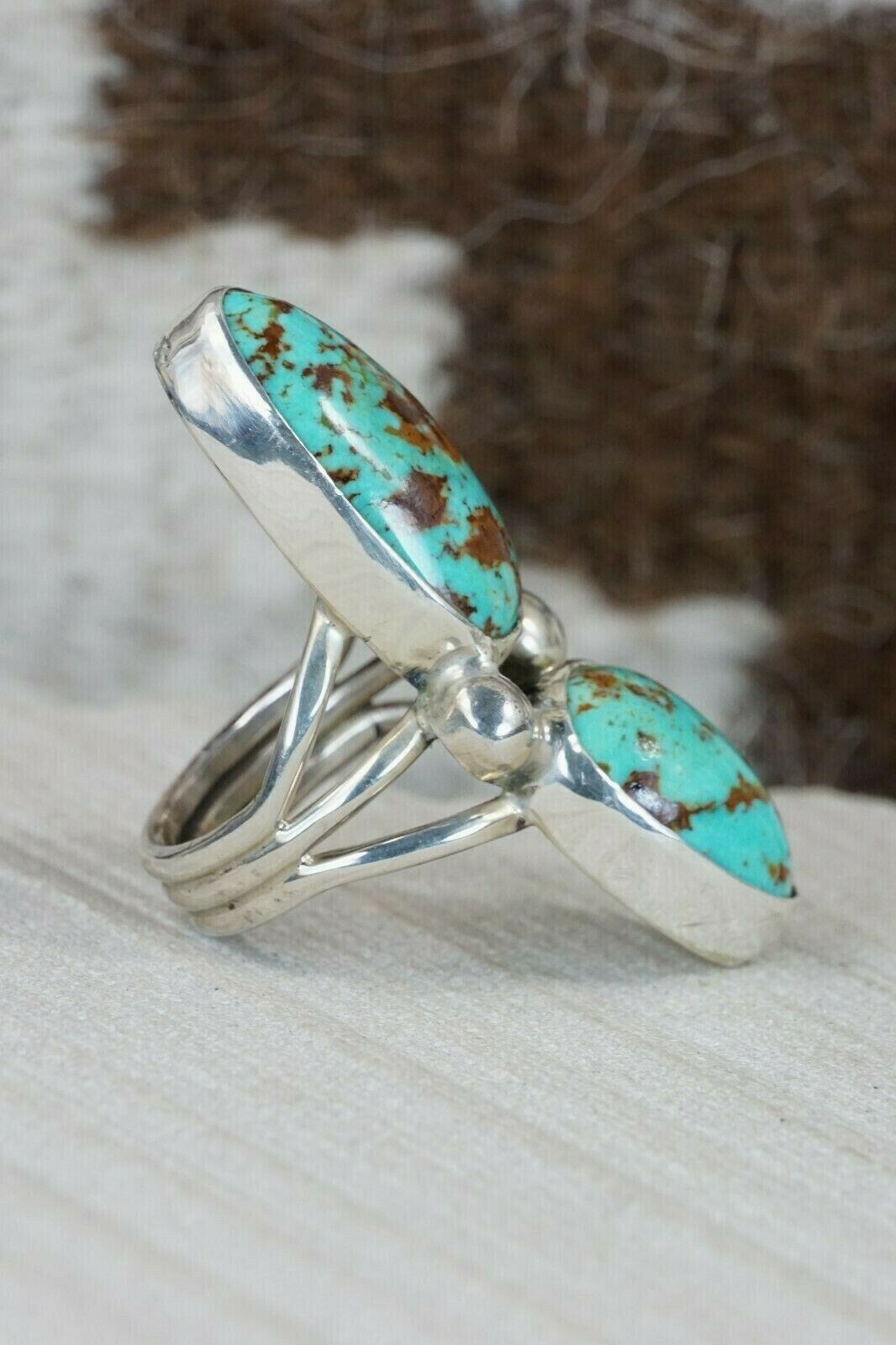 Navajo Turquoise and Sterling Silver Ring - Rick Martinez - Size 8