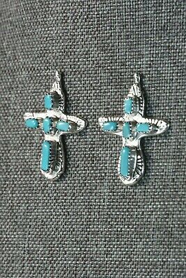 Zuni Turquoise & Sterling Silver Cross Earrings - Cecilia Iule