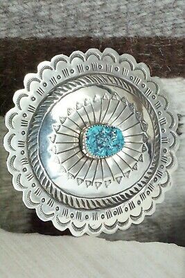 Turquoise & Sterling Silver Belt Buckle - Carson Blackgoat
