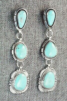 Turquoise & Sterling Silver Earrings - Will Denetdale - High Lonesome Trading