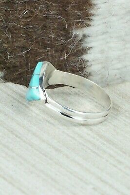 Turquoise & Sterling Silver Inlay Ring - Constance Epaloose - Size 12