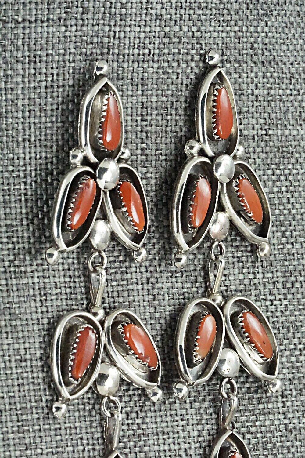 Coral & Sterling Silver Earrings - Viola Bobelu