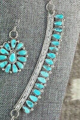 Turquoise & Sterling Silver Necklace and Earrings Set - Justina Wilson