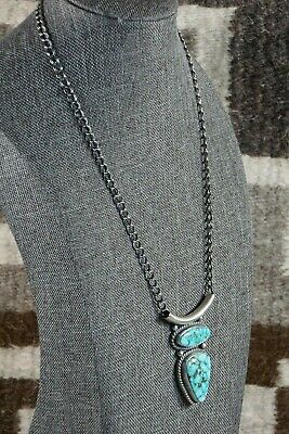 Navajo Turquoise & Sterling Silver Necklace - Raymond Delgarito - High Lonesome Trading