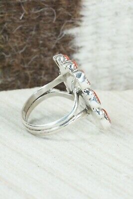 Coral & Sterling Silver Ring - Priscilla Reeder - Size 8