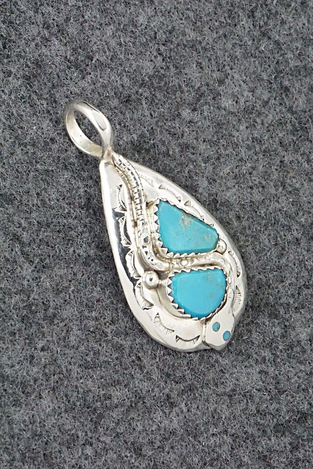 Turquoise and Sterling Silver Pendant - Joy Calavaza