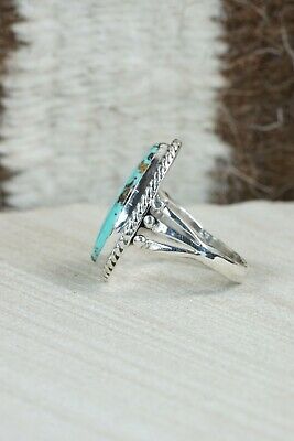 Navajo Turquoise and Sterling Silver Ring - Tom Dinetso - Size 7.5