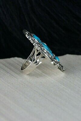 Navajo 4 Stone Turquoise and Sterling Silver Ring - Harold Becenti - Size 7.25 - High Lonesome Trading