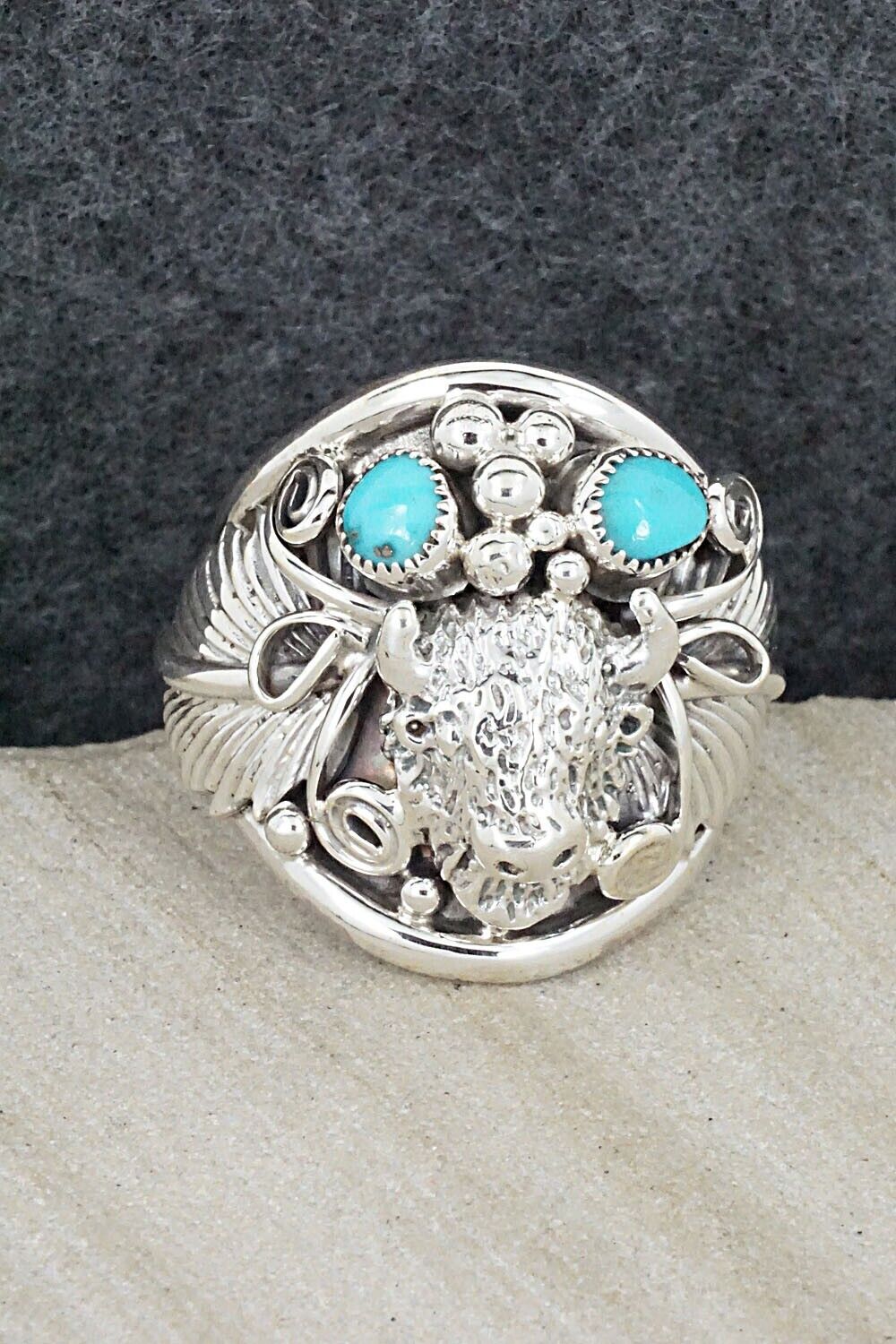 Turquoise & Sterling Silver Ring - Jeannette Saunders - Size 11