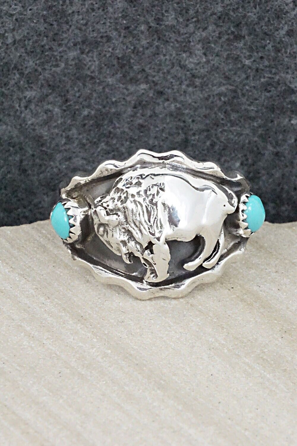 Turquoise & Sterling Silver Ring - Genevieve Francisco - Size 13