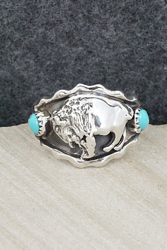 Turquoise & Sterling Silver Ring - Genevieve Francisco - Size 13
