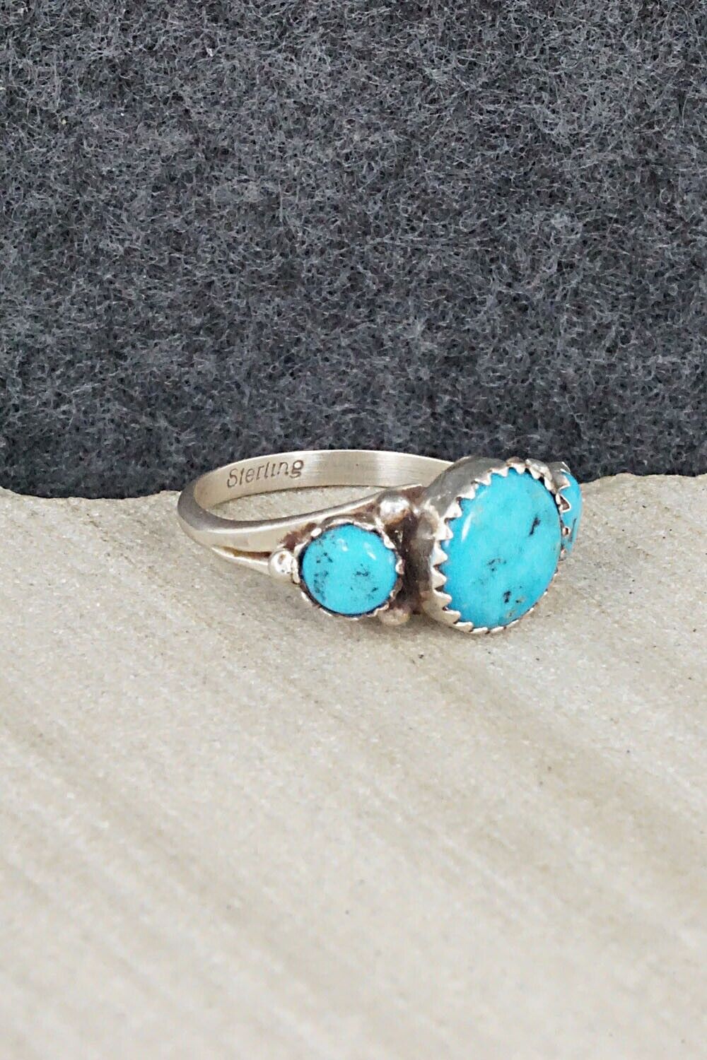 Turquoise & Sterling Silver Ring - Freda Martinez - Size 6.75