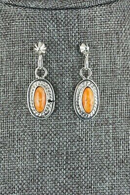 Navajo Spiny Oyster and Sterling Silver Earrings - Angeline Platero - High Lonesome Trading