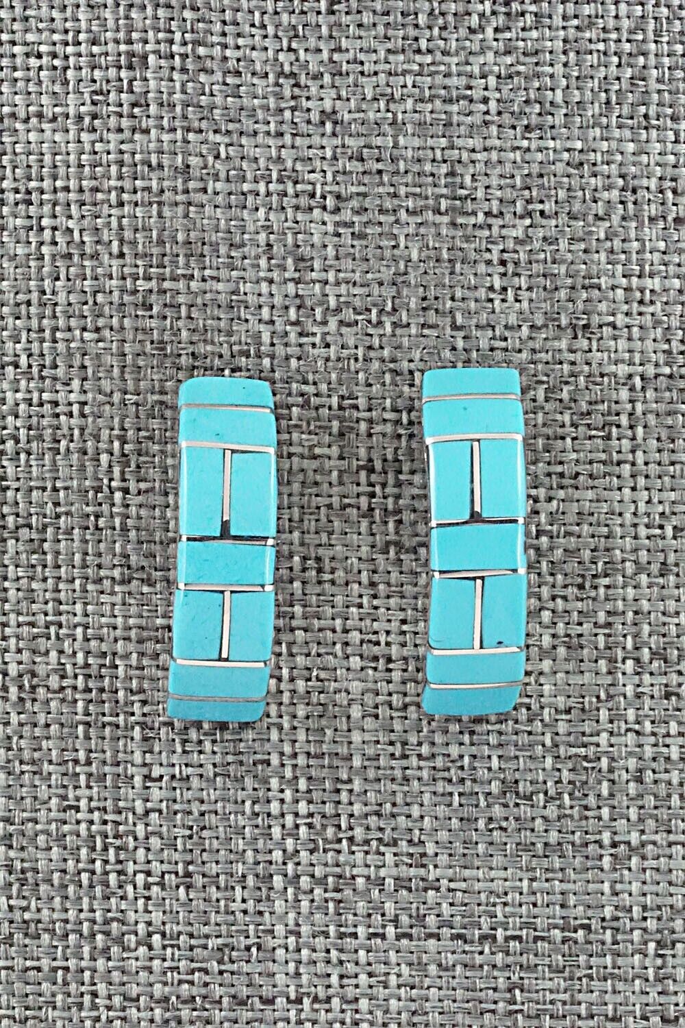 Turquoise & Sterling Silver Inlay Earrings - Monica Kanesta