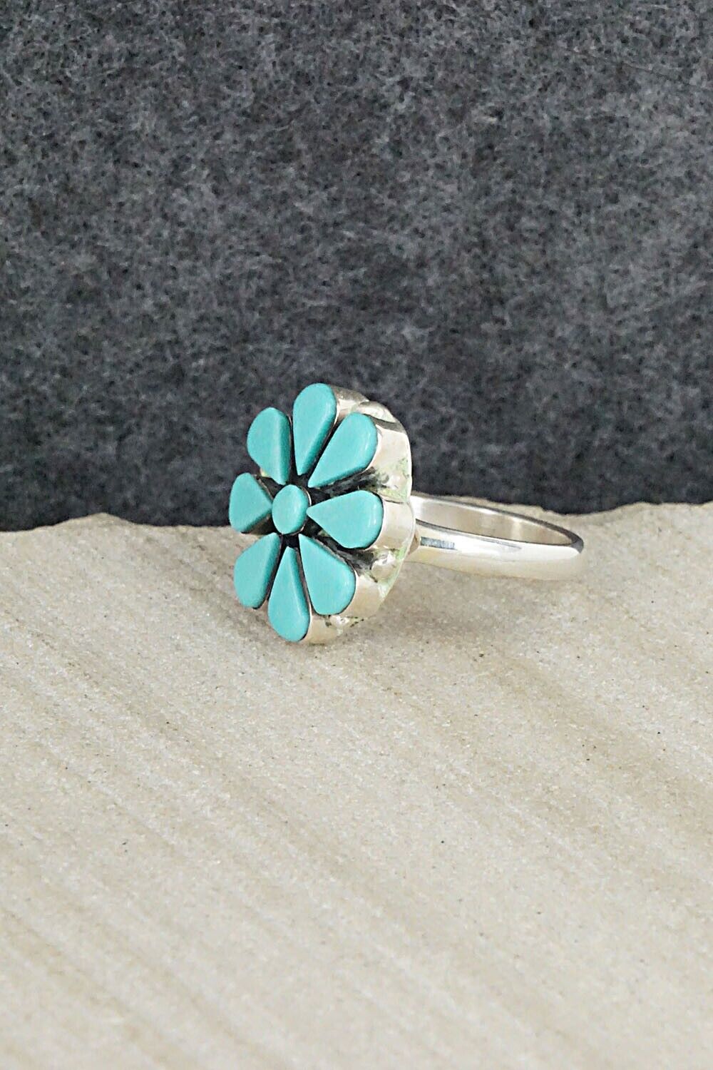 Turquoise & Sterling Silver Ring - Arlo Kanteena - Size 5.75