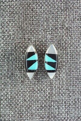 Multi Stone Inlay & Sterling Silver Earrings - Monica Johnson