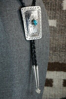 Navajo Turquoise & Sterling Silver Bolo Tie - Carson Blackgoat