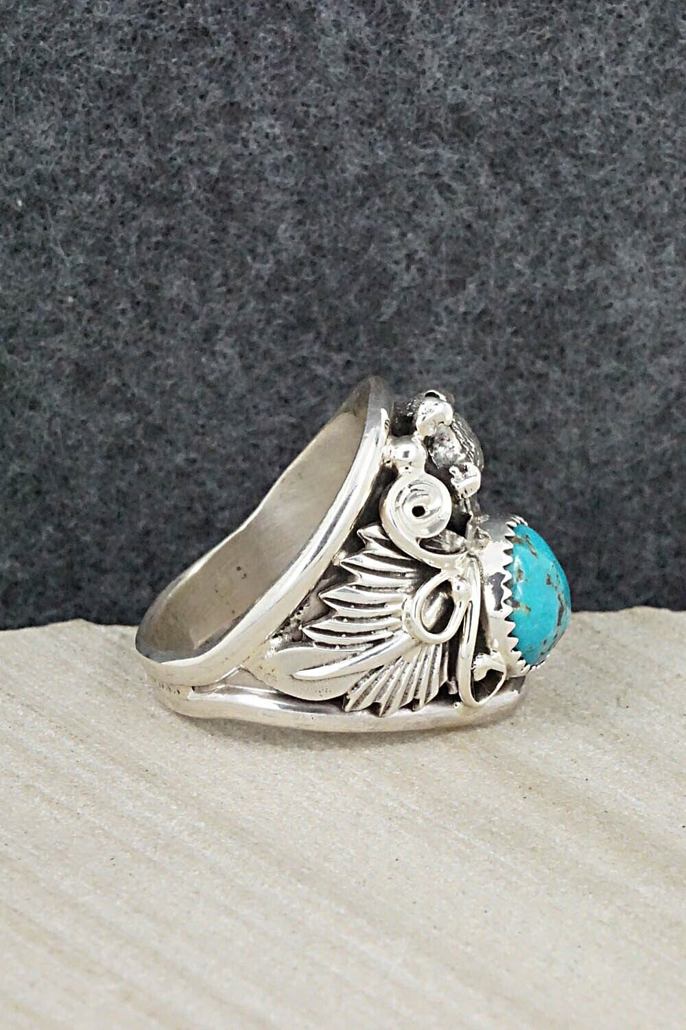 Turquoise & Sterling Silver Ring - Jeannette Saunders - Size 11.5