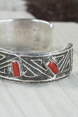 Coral & Sterling Silver Bracelet - Delbert Arviso