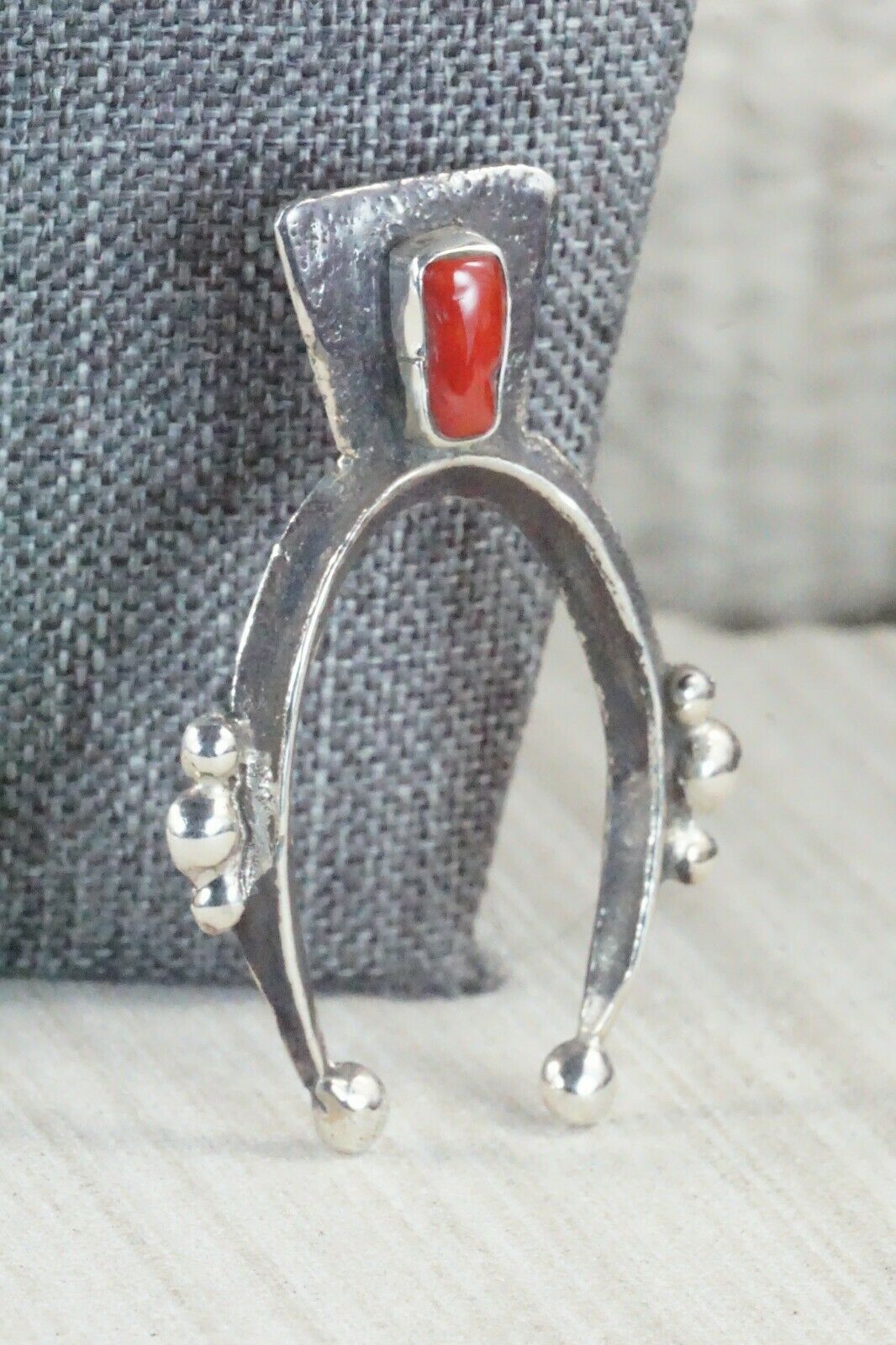 Coral and Sterling Silver Naja Pendant - Delbert Arviso