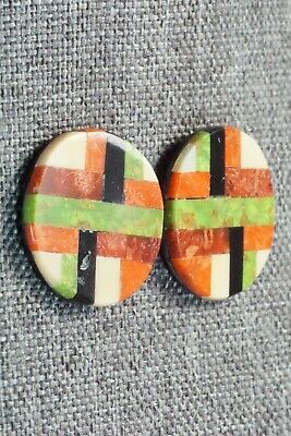 Multi Stone Inlay & Sterling Silver Earrings - Chaslyn Crespin