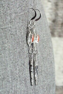 Coral & Sterling Silver Earrings - Adelarae Yazzie