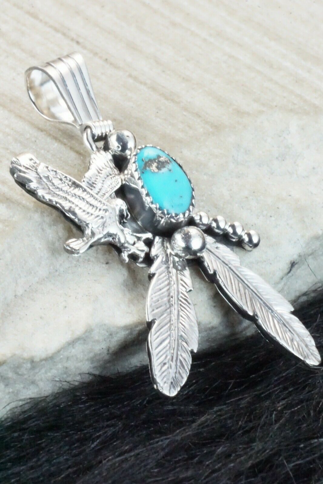 Turquoise and Sterling Silver Pendant - Genevieve Francisco