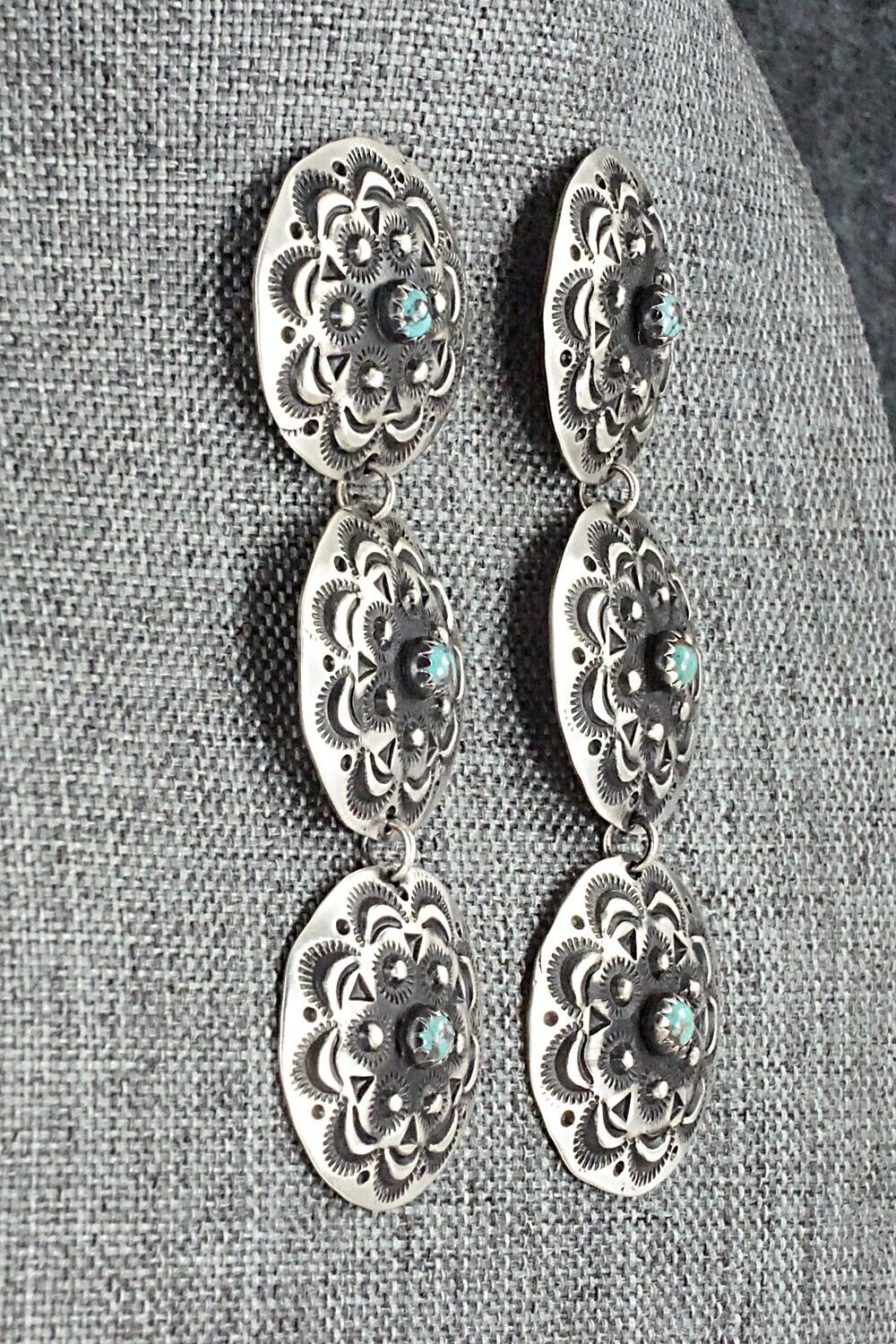 Turquoise & Sterling Silver Earrings - Leander Tahe