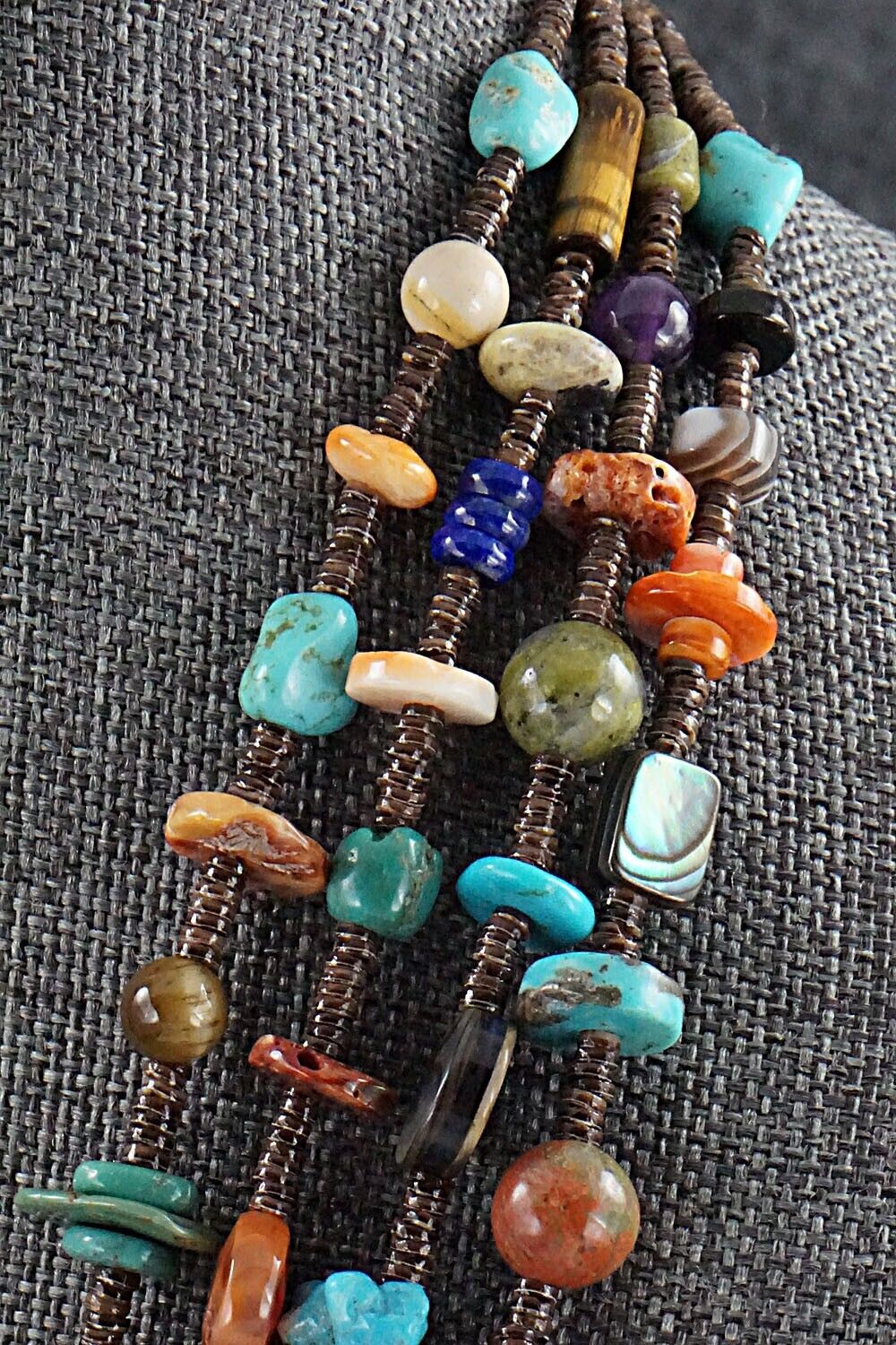 Multi Stone and Sterling Silver Necklace - Helen Tsosie