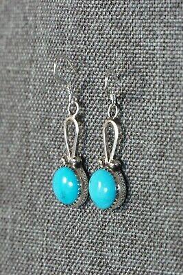 Navajo Turquoise and Sterling Silver Earrings - Sadie Jim - High Lonesome Trading